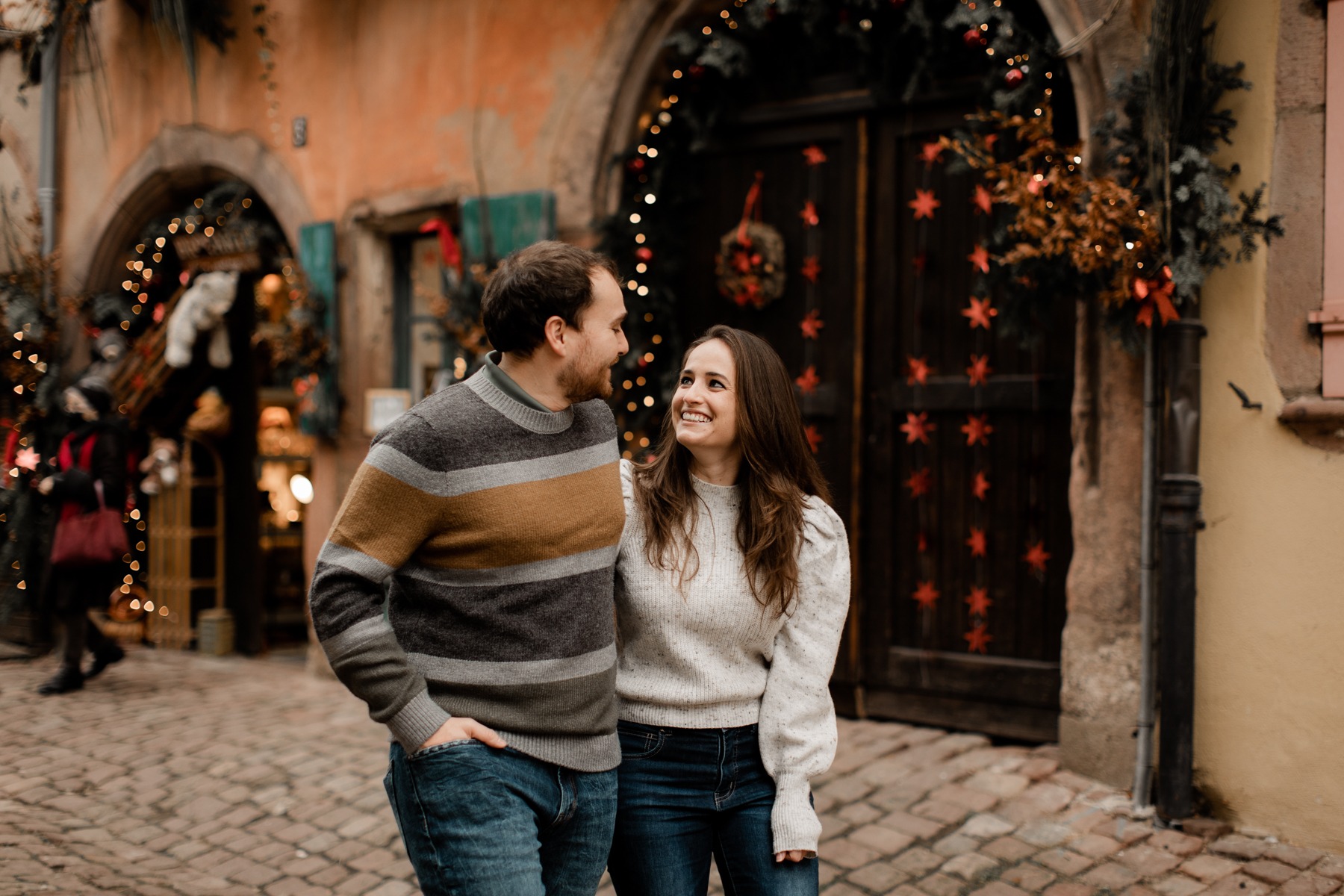 Séance Couple à Riquewihr pour Noël en Alsace